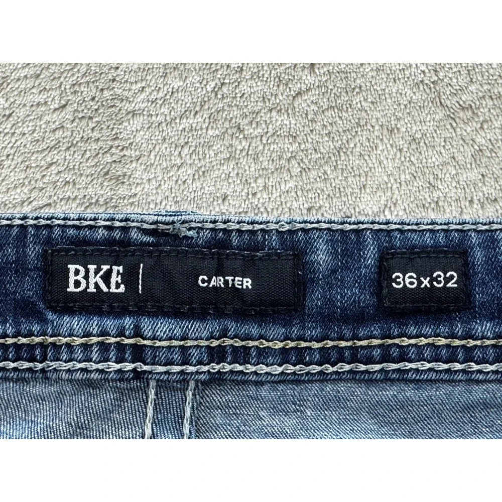 BKE Mens Carter Straight Stretch Blue Denim Jeans 36x32 Meas: 36x30
